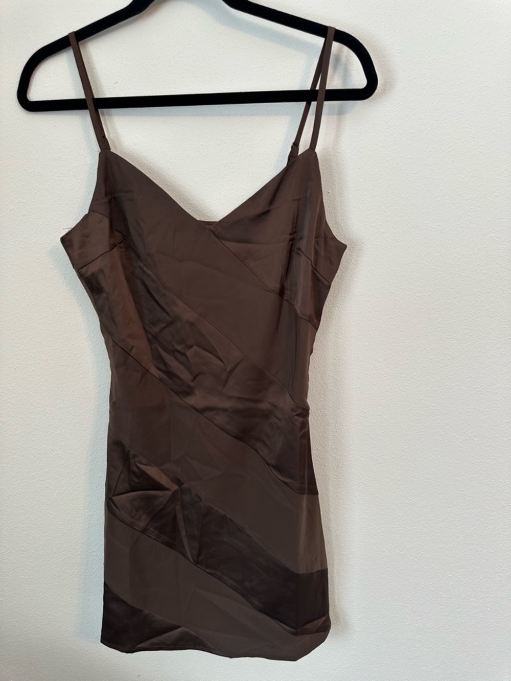 LE LIS Satin Slip Dress in Brown - Women's Strappy Dress Size Small NWT
